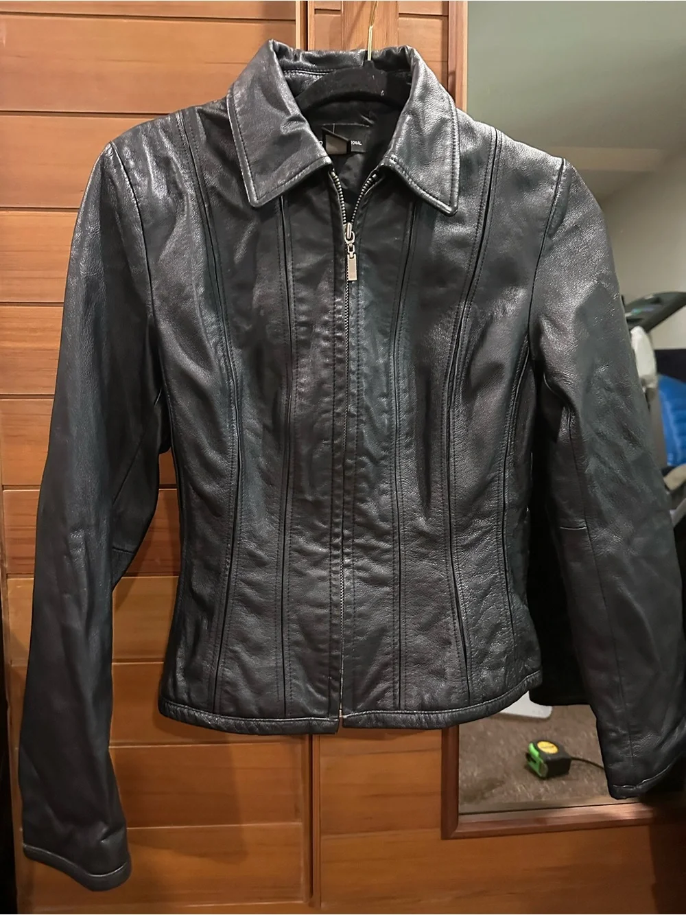 Moda International Black Leather Zip Jacket